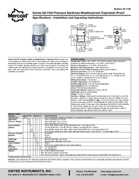 Thumbnail of document Manual - SA1100 Diaphragm Operated Pressure Switches